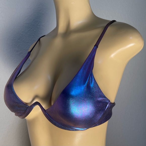🦋M Blue/Purple Holographic Metallic Bikini Top 🦋 - Picture 12 of 13